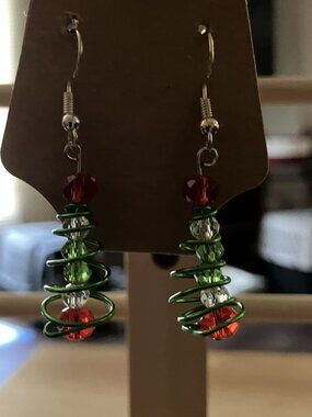 Handcrafted Christmas Tree Earrings